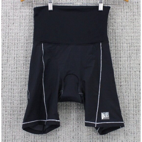 De Soto Cycling Shorts Womens Large L Black Solid Stretch Padded Outdoor Sports - Picture 1 of 7
